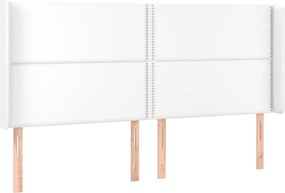 vidaXL Tăblie de pat cu aripioare, alb, 203x16x118/128 cm, piele eco