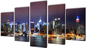 vidaXL Set tablouri imprimate pe pânză, New York Skyline, 200x100 cm