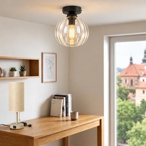 BRILAGI - Lampă de tavan LED RETRO GLASS 1xE27/60W/230V Ø 18 cm negru/transparent