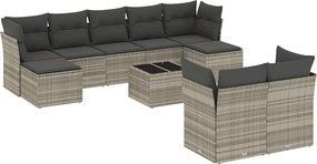 vidaXL Set canapele de grădină cu perne 10 piese gri deschis poliratan