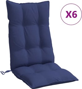 vidaXL Perne scaun spătar înalt 6 buc., bleumarin, țesătură Oxford