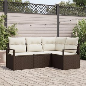 vidaXL Set de canapele pentru grădină 4 pcs Maro Rattan poli