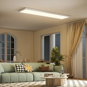 HOMCOM Set de 4 lămpi de tavan cu culoare reglabilă, comutator DIP și de perete 3000K/4000K/6000K 120x30x3,7 cm Alb | Aosom Romania