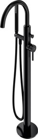 Baterie cada-dus freestanding Omnires Y monocomanda finisaj negru semimat