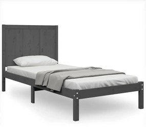 3105697 vidaXL Cadru de pat single, gri, 90x190 cm, lemn masiv de pin