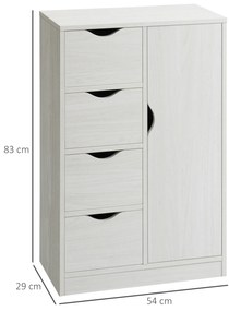 HOMCOM Mobilier Dulap Baie cu 4 Sertare si 2 Niveluri, Modern si Practic pentru Baie, Alb | Aosom Romania