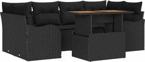 vidaXL Set de canapele pentru grădină 7 pcs Negru Rattan poli
