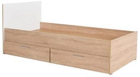 Pat de o persoană 90 cm Vobima 2 (stejar sonoma + alb) (cu somieră) (cu sp. depozitare). 1094834