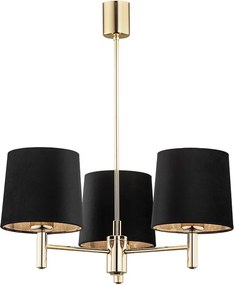 Brilagi - Lustru pe tijă MONTE 3xE27/60W/230V negru/auriu
