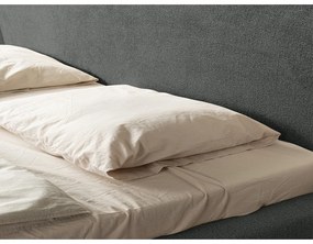 Pat matrimonial gri închis tapițat cu somieră 180x200 cm Makana – Makamii