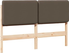 vidaXL Tăblie tapițată Maro și taupe 135 cm Lemn de pin masiv