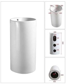 Lavoar stativ, Fluminia, Athos, rotund, 40 cm, alb