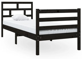3101247 vidaXL Cadru de pat Small Single 2FT6, negru, 75x190 cm lemn masiv