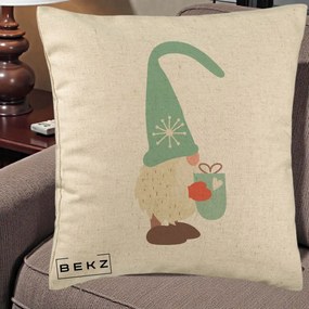 Perna Decorativa Gnom Nordic cu Cana Calda Menta, 40x40 cm, Bej, Husa Detasabila, Perna Inclusa, BEKZ®