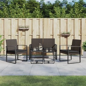vidaXL Set mobilier de grădină cu perne, 5 piese, maro, PP ratan