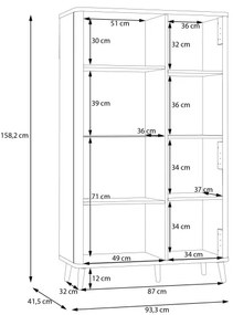 Vitrina Cu 2 Usi Flexytone, Stejar Mauvella Si Negru Mat, 93.3 Cm