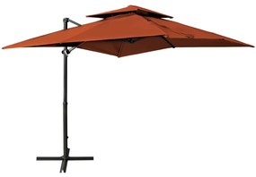 Umbrela suspendata cu invelis dublu, caramiziu, 250x250 cm Terracota