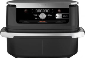 La mâna a doua: Friteuza dubla cu aer cald Ninja AF500EU, 10.4 L, 7 programe, Timer, Zone independente, Negru/Inox