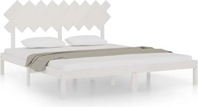vidaXL Cadru de pat Super King, alb, 180x200 cm, lemn masiv