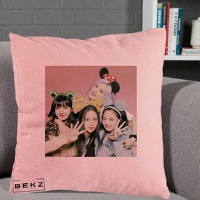 Perna Personalizata K-pop BLACKPINK Accesorii Haioase, 40x40 cm, Roz, Husa Detasabila, Perna Inclusa, BEKZ®