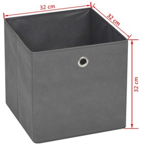 Cutii de depozitare, 10 buc, material netesut, 32x32x32 cm, Gri 10, Gri, 1, 10
