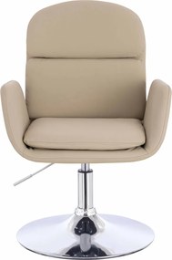 HR480N Scaun Crem Piele Ecologica Premium Soft cu Bază Cromata