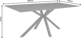 Masa dining cu blat ceramic GALAXIE gri 180x90cm