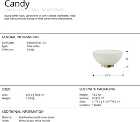 Masuta de cafea design modern Candy alb/alama 71cm