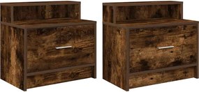 vidaXL Noptiere cu sertar 2 buc stejar afumat 51x31x47 cm