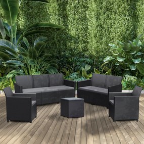 Set de mobilier de grădină Claire V cu 7 locuri și masă de depozitare Vigo, grafit