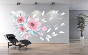 Autocolant de perete pentru interior buchet de flori roz 100 x 200 cm