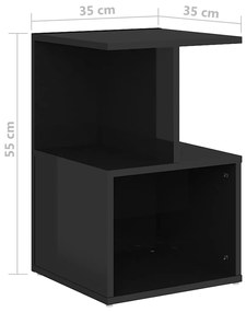 Noptiera, negru extralucios, 35x35x55 cm, PAL 1, negru foarte lucios