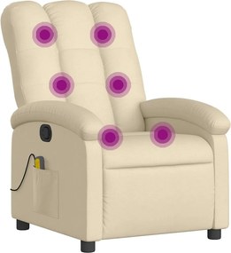 vidaXL Fotoliu rabatabil de masaj, crem, material textil