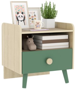 AIYAPLAY Noptieră pentru copii noptieră copil cu sertar și nișă, mică măsuță din lemn pentru cameră copil | Aosom Romania