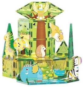 Set magnetic de construcție PicassoTiles Safari cu 8 animale