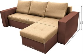 Coltar extensibil Toledo, 226x145x79 cm, 2 lazi depozitare, Reversibil, Maro/Crem