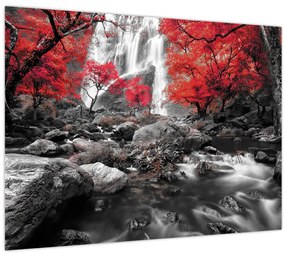 Tablou - Cascade în peisajul de toamnă (70x50 cm)