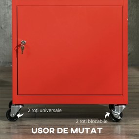 DURHAND Carucior pentru Unelte cu 4 Sertare pe Roti, Cutie de Unelte 2 in 1 si Dulap Depozitare Detasabil, Organizare Atelier | Aosom Romania