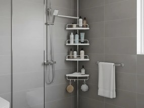 PROMOTIE Polita de colt pentru baie COMPACT telescopica 104-315 cm, alba Calitatea a II-a