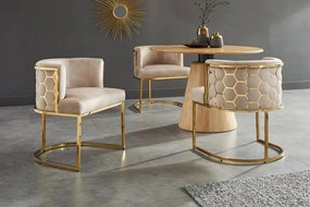 Scaun ELEGANCE catifea bej, otel inoxidabil auriu