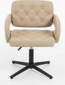 HR8403CROSS Scaun Crem Piele Ecologica Premium Soft cu Bază Neagră