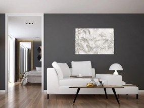 Tablou - Plante tropicale pe perete gri (90x60 cm)