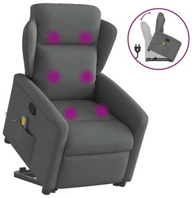 vidaXL Fotoliu de masaj rabatabil cu ridicare, gri închis, textil