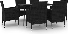 vidaXL Set mobilier de grădină cu perne, 7 piese, poliratan și sticlă