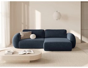 Colțar albastru închis extensibil/cu spațiu de depozitare cu tapițerie din chenille Tonale – Cosmopolitan Design