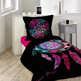 Lenjerie de pat neagră din bumbac pentru pat de o persoană 140x200 cm Porte Bonheur – douceur d'intérieur