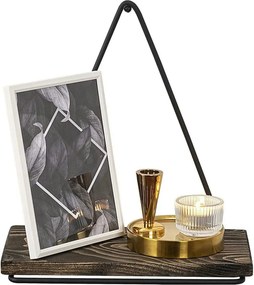 Polita BEGONIA, nuc/negru, lemn/metal, 27x15x28 cm