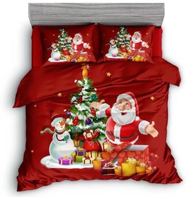 Lenjerie de pat din bumbac 3D SANTA AND GIFTS rosie, 100% bumbac Dimensiune lenjerie de pat: 70 x 90 cm | 140 x 200 cm