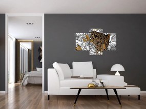 Tablou - Leopard între flori (90x60 cm)