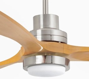 Ventilator LED de tavan FARO 33560DC LANTAU LED/15W/230V lemn/crom d. 132 cm + telecomandă